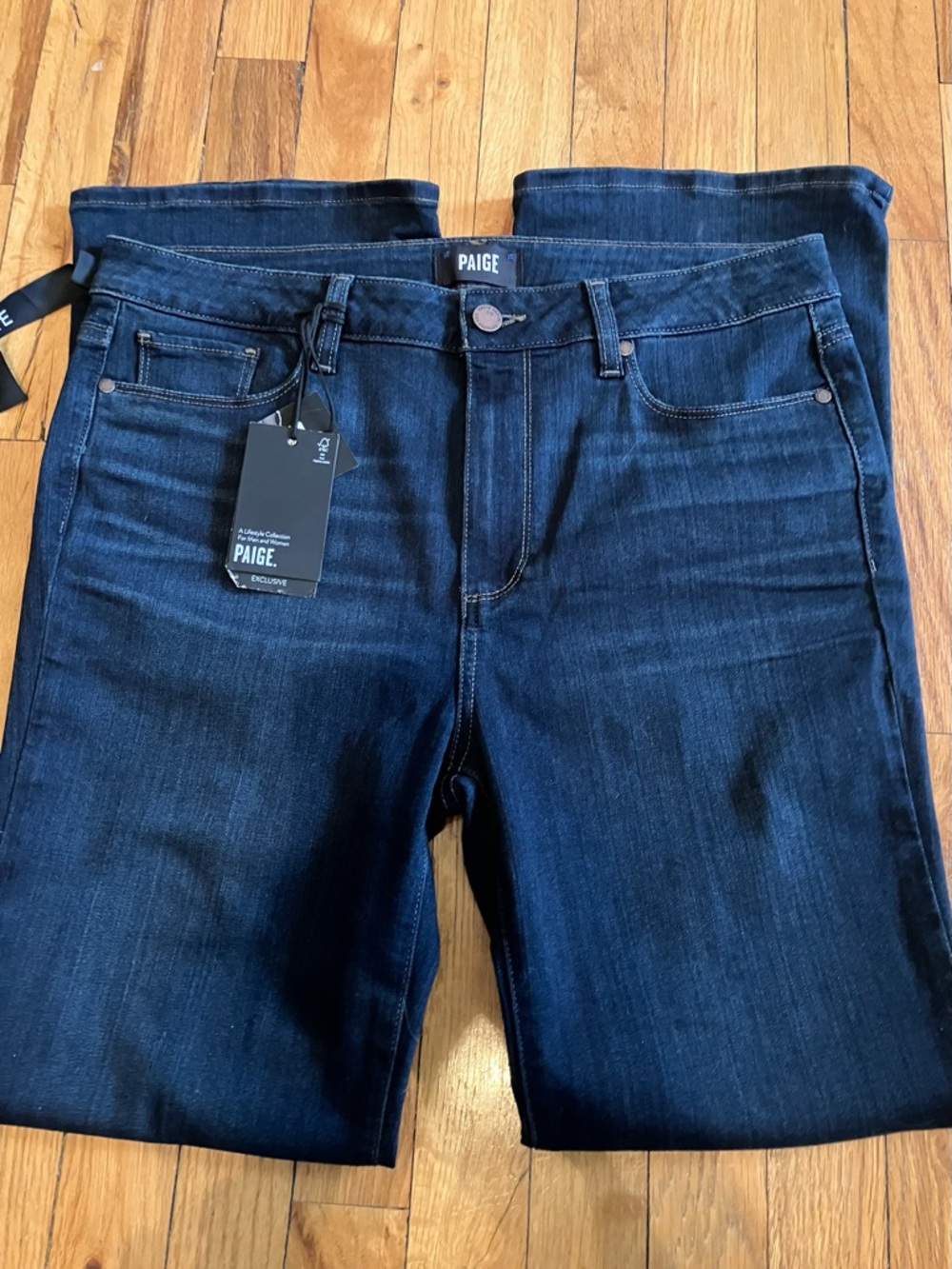 NWT PAIGE High Rise Manhattan Slim Boot Jeans 32 Petite - Picture 8 of 9